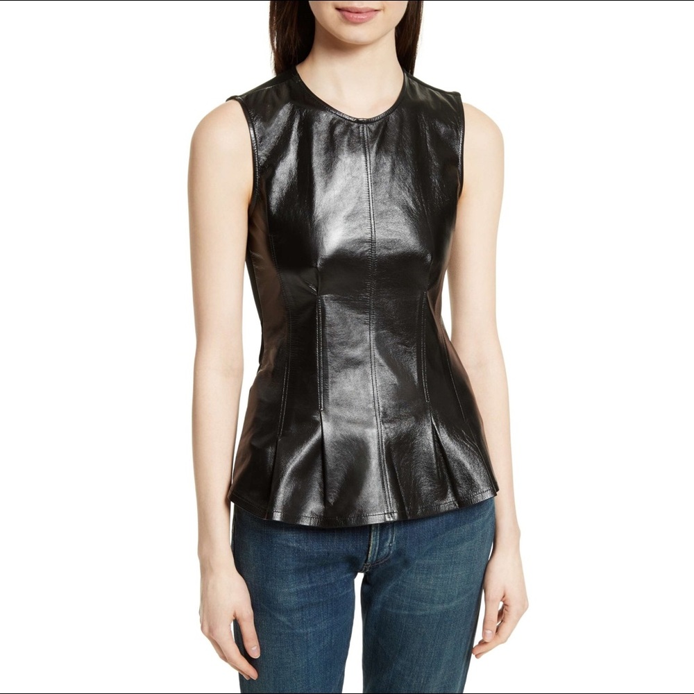 Theory Darted Leather Top